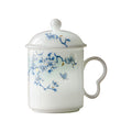Ice Jade Porcelain Tea Filter Cup with Infuser | Gold Silk Butterfly Ceramic | Tea-Water Separation Office Personal Teacup