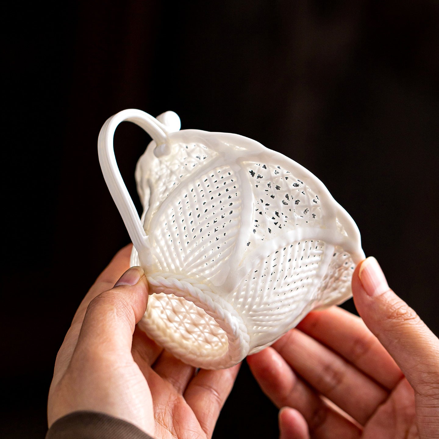 Hand-Woven Jade Ceramic Coffee Cup | Master Crafted Porcelain Latte Cup | 180ml