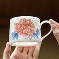 Ice Jade Porcelain Coffee Cup | Hibiscus Blossom Design | 200ml Ceramic Latte Cup for Afternoon Tea & Office Use