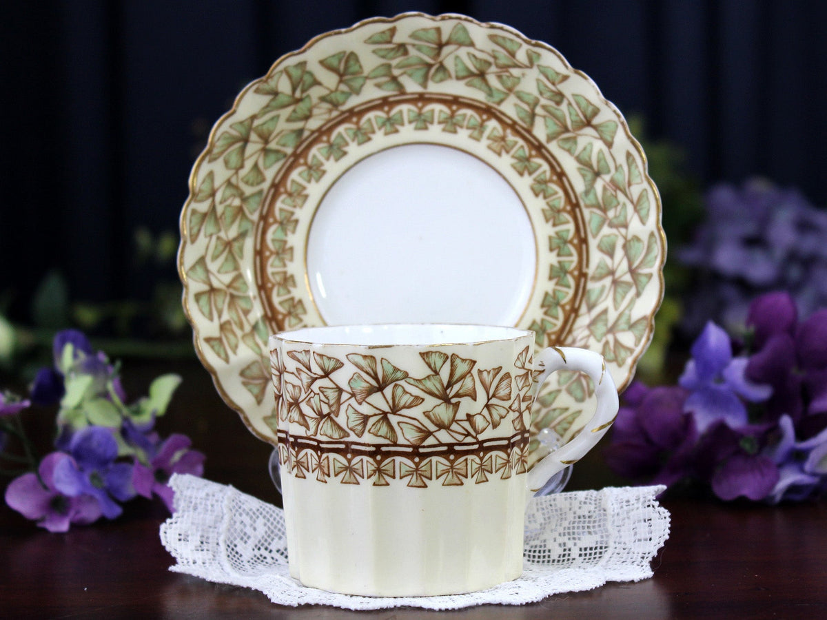 Antique EJDB Bodley Demi Teacup, FERN Demitasse Cup & Saucer 18456