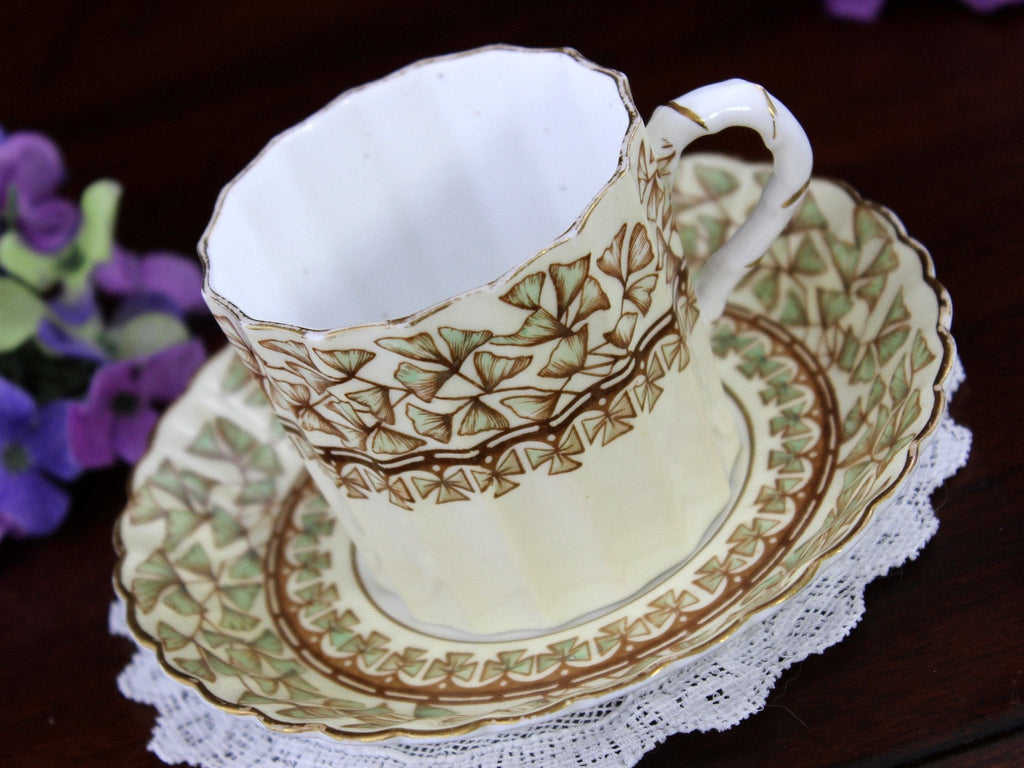 Antique EJDB Bodley Demi Teacup, FERN Demitasse Cup & Saucer 18456