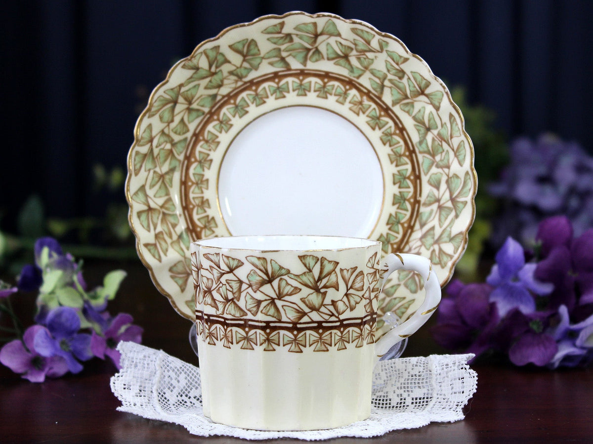 Antique EJDB Bodley Demi Teacup, FERN Demitasse Cup & Saucer 18456
