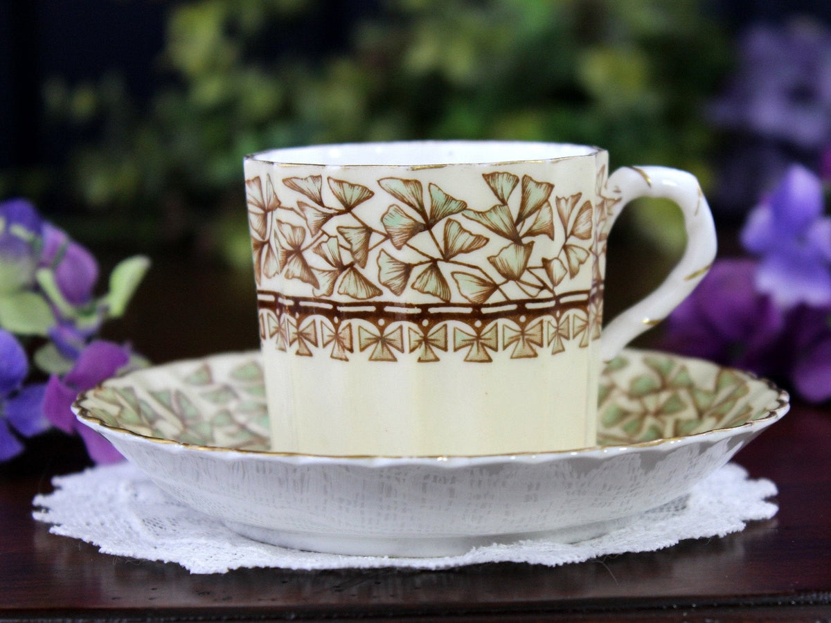 Antique EJDB Bodley Demi Teacup, FERN Demitasse Cup & Saucer 18456