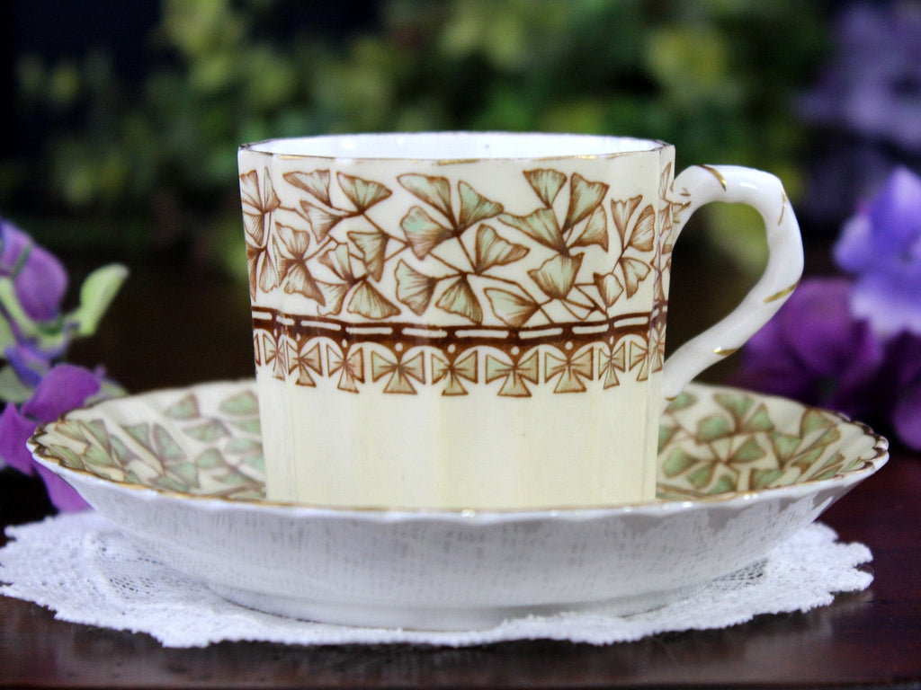 Antique EJDB Bodley Demi Teacup, FERN Demitasse Cup & Saucer 18456
