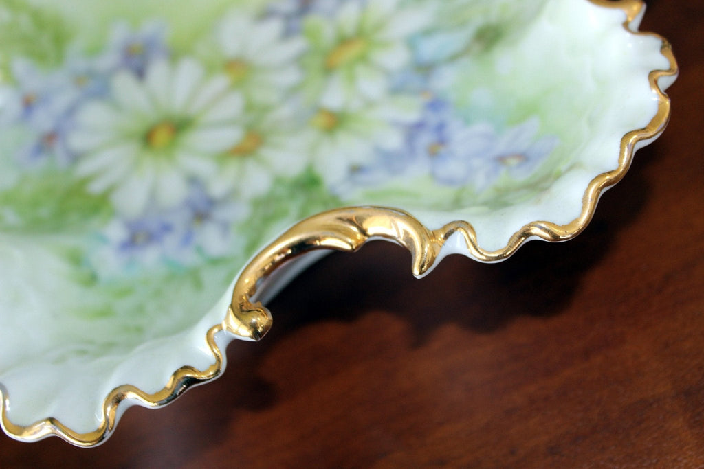 Hand Painted Fluted Dish,  8 1/2", Relish Dish, Vanity Tray, Pin Dish 16913