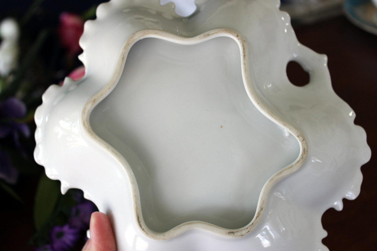 Hand Painted Fluted Dish,  8 1/2", Relish Dish, Vanity Tray, Pin Dish 16913