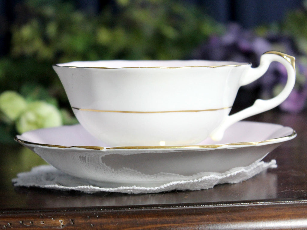Imperial Tea Cup & Saucer, Dainty Pink Banding, Floral Centers 18419