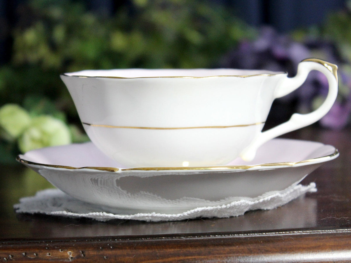 Imperial Tea Cup & Saucer, Dainty Pink Banding, Floral Centers 18419
