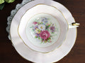 Imperial Tea Cup & Saucer, Dainty Pink Banding, Floral Centers 18419