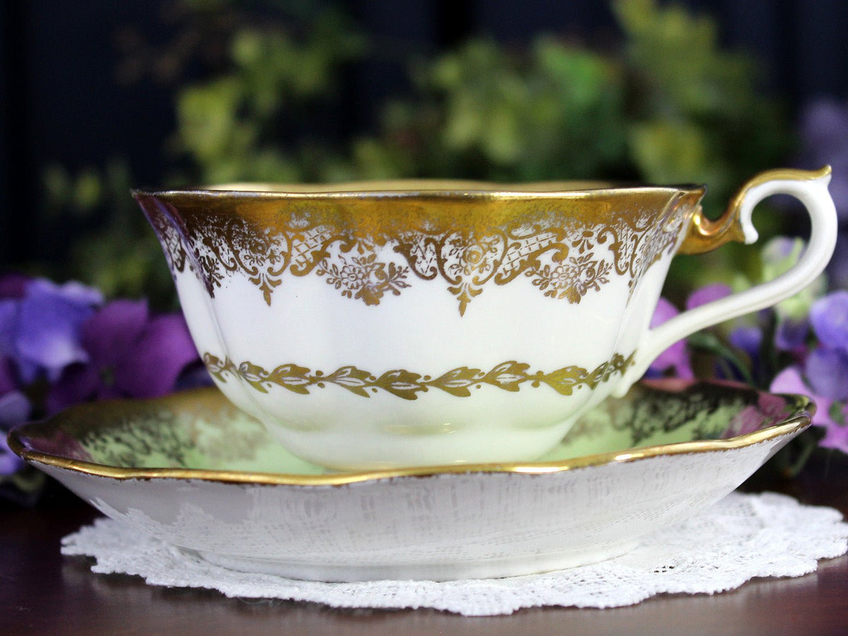 Royal Albert, Portrait Series, Minty Green Tea Cup & Saucer, English Teacups 18467