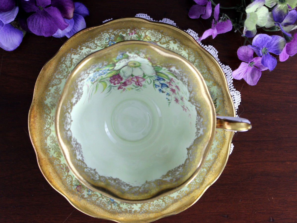 Royal Albert, Portrait Series, Minty Green Tea Cup & Saucer, English Teacups 18467