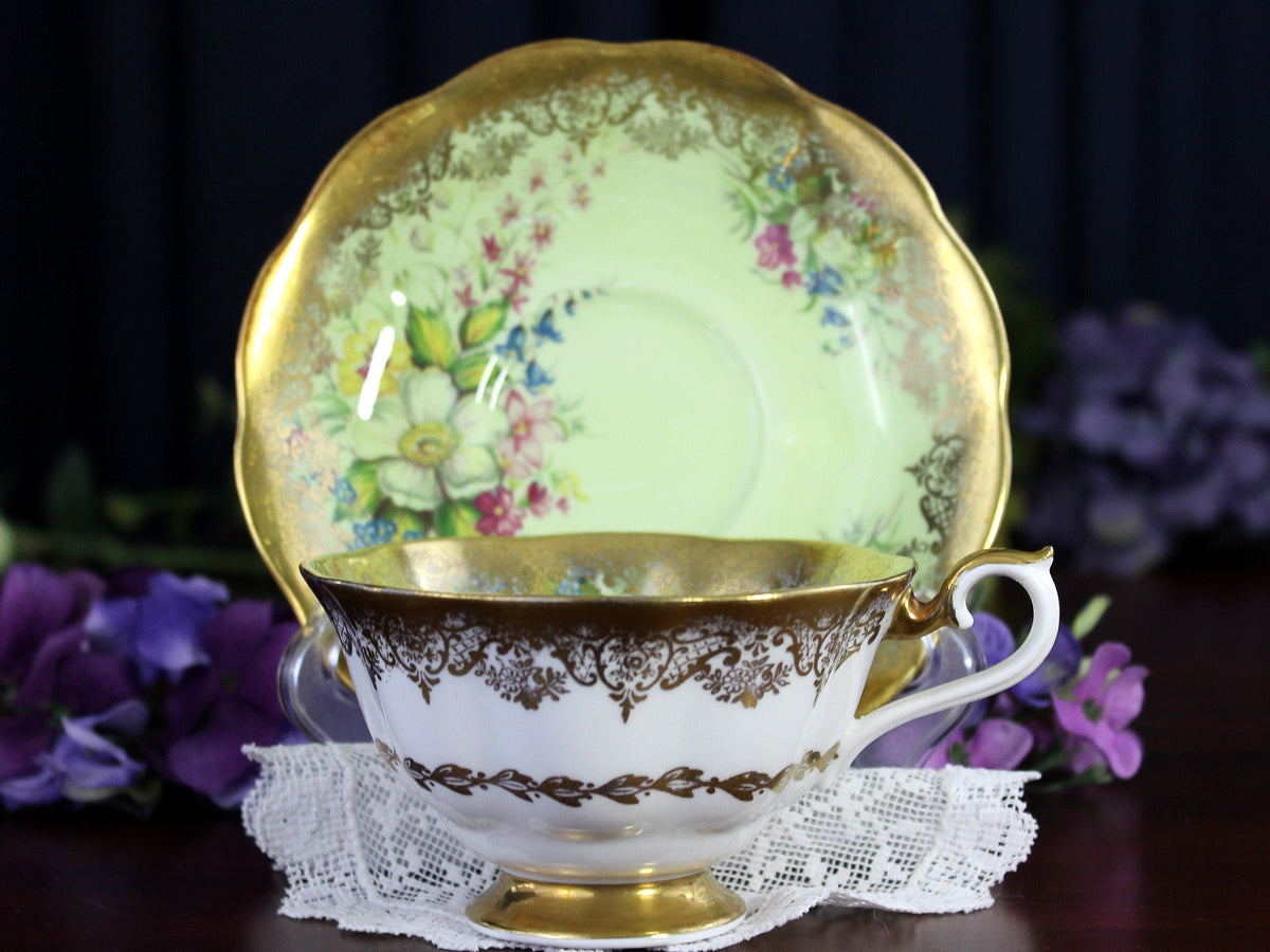 Royal Albert, Portrait Series, Minty Green Tea Cup & Saucer, English Teacups 18467