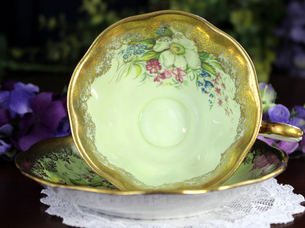 Royal Albert, Portrait Series, Minty Green Tea Cup & Saucer, English Teacups 18467