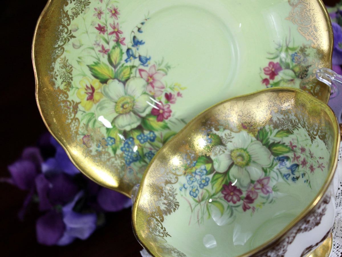 Royal Albert, Portrait Series, Minty Green Tea Cup & Saucer, English Teacups 18467