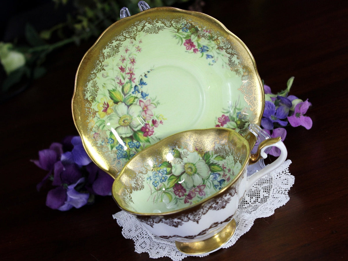 Royal Albert, Portrait Series, Minty Green Tea Cup & Saucer, English Teacups 18467
