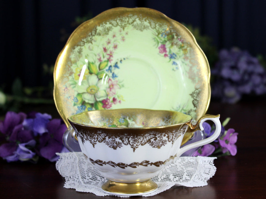 Royal Albert, Portrait Series, Minty Green Tea Cup & Saucer, English Teacups 18467